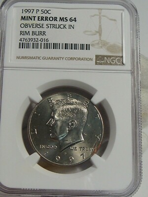 ERROR Coin: 1997-P Kennedy Half Dollar NGC MS64 Obv Struck