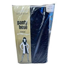 Vintage 60  s Spellbound Seamless Stretch Textured Pantyhose Black Petite 100-115