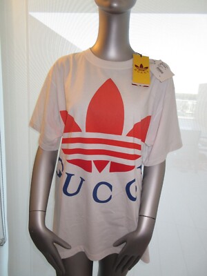 グッチ GUCCI ADIDAS 723384 XJE2A Tシャツ GUCCI x Adidas White red Logo T-Shirt Men's Size S Small Cotton