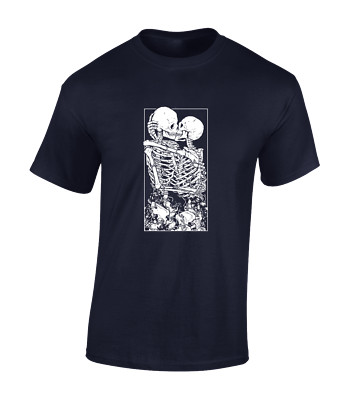 DEAD LOVERS HERREN T SHIRT SKULL SKELETT KÜSSEN GRUSELIG HORROR TOD LIEBE TOP