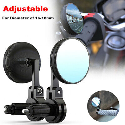 2PCS Black Round Handle Bar End Rearview Motorcycle Safety Side Mirrors Modified 