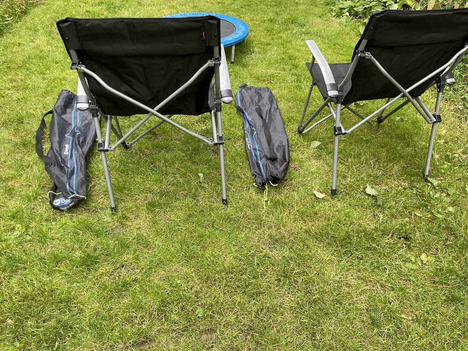 Set of x2 Folding Camping Chairs Goya XL Black Outwell eBay