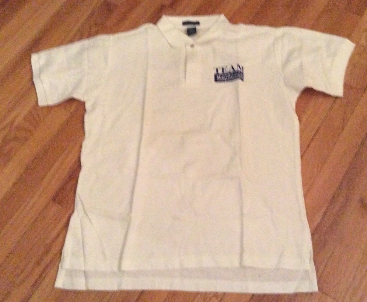 Hilton Mens XL White Polo Shirt Embroidered TEAM MIDTRONICS Front New-image