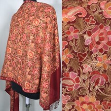 Maroon Red Hand Embroidered Kashmir Shawl Detailed 100 Cashmere Pashmina Stole