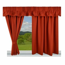 READY MADE LINED PENCIL PLEAT CARAVAN CURTAINS-FULL SET INC. TIE BACKS & VALANCE