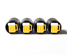 Beer Mug Tire Valve Caps - Black Aluminum - Set Of Four - Fits On All Vehicles