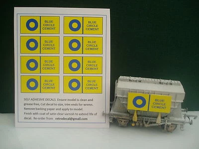 RETRODECAL '00' BLUE CIRCLE CEMENT SELF ADHESIVE DECALS Wrenn Hornby Wagons etc
