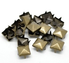 25 Antique Bronze Cone Rivet Stud Spikes - 9mm 3/8" - Square Pyramid - Metal