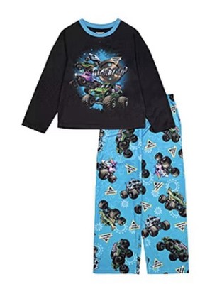 Size 10 Big Kid Boys Monster Jam Crew Neck Long Sleeve 2-pc. Pajama Sets New