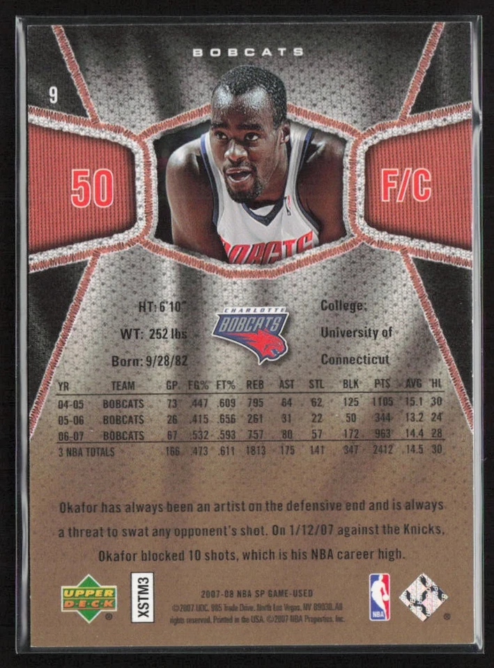 Juego SP 2007-08 usado #9 Emeka Okafor Gold #/25 Foto 2 de 2