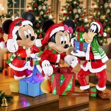 Disney 18" Christmas Figurine Mickey Minnie Goofy Light Up Musical Decoration