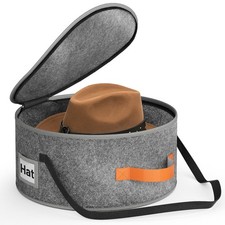 SLEEPING LAMB Cowboy Hat Box for Travel and Storage, Collapsible 16.5'', Grey