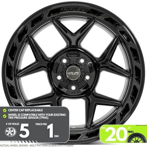 20inch Black Alloy 5x5 Wheel Rim for Ram 1500, OEGV965 20x10 5x127 5Lug ...