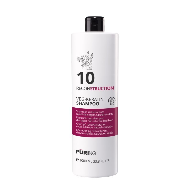Puring 10 Reconstruction Veg-Keratin Shampoo con Cheratina Ristrutturante 1000ml