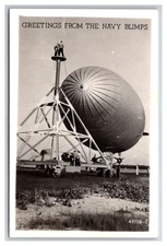 RPPC Greetings from  NAVY BLIMPS Airship dirigible balloon US military aviation