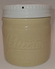 Dowan Porcelain Butter Keeper Crock With Lid Yellow