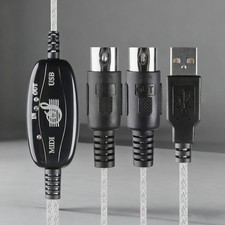 USB IN-OUT MIDI Interface Cable Converter to PC Music Keyboard Adapter CordAe