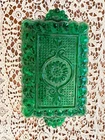 Vintage Anchor Hocking Emerald Green Oyster & Pearl Dresser Tray Vanity Trinket