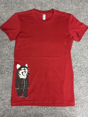 Shirt.woot! Shirt Womens Small Red Side Cat Graphic Short Sleeve Crewneck Tee