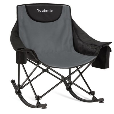 Oversized Folding Rocking Camping Chair, Padded Portable Rocking Chair with P...