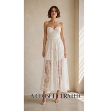 Sau Lee Selena Lace Midi Dress 4 White NWT