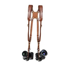 Double Camera Harness, Adjustable Camera Straps for Brown dual Camera Strap