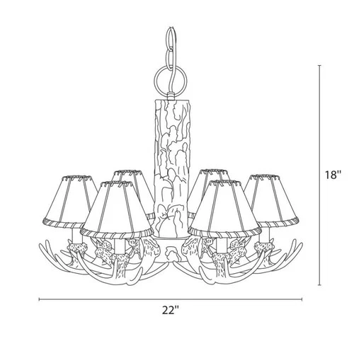 VAXCEL CH33006NS Lodge 6L Chandelier Noachian Stone - Picture 3 of 8