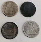 1854,1857,1858 And 1876 Seated Liberty Quarter Lot Of 4 90% Silver $1 Face #1