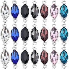 1 Box 42Pcs 7 Colors Rhinestone Link Charms Glass Connector Charm Bulk Silver...