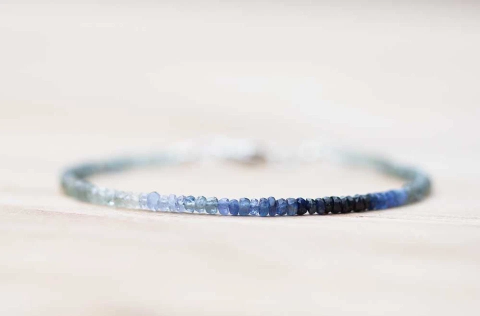 Zaffiro e pietre preziose labradorite perline argento sterling 925... - Immagine 2 di 4