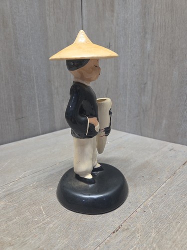 VTG Mid Century Vilas Glazed Art Pottery Asian Man Woman Pair 1940s 1950s 9" - Picture 10 of 11