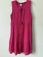 Naif Ladies Tier Sundress-Size L Pink Sleeveless