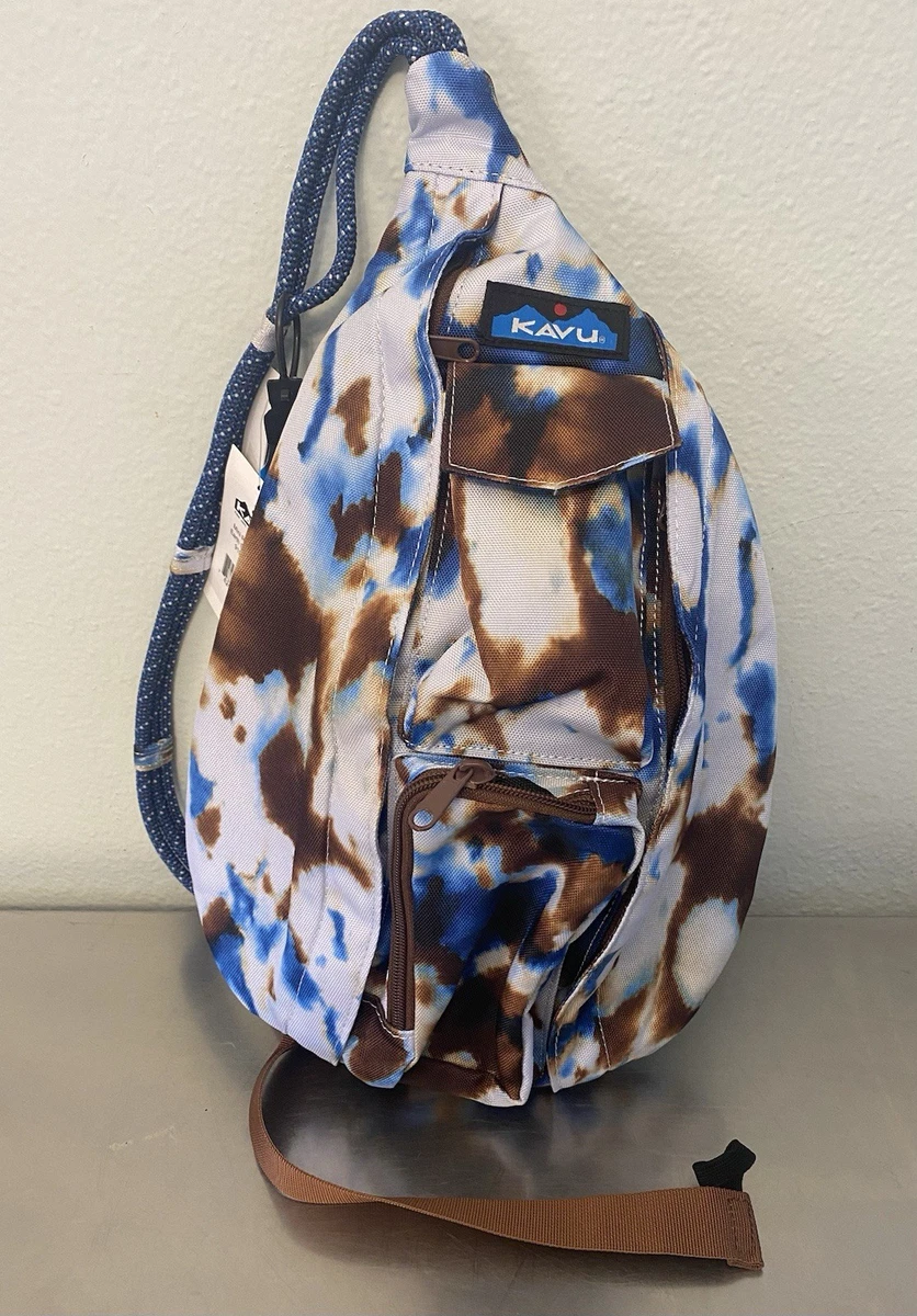Kavu Tie-Dye Blue and White Rope Sling Amazon.com: KAVU Rope Sack Sling Crossbody Backpack - Ripple  main image 3