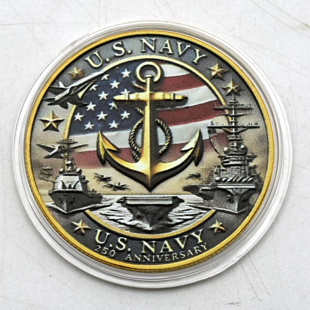 最終価格US NAVY チャレンジ U.S. Navy 250th Anniversary Challenge Coin - Anchor Fleet Flag