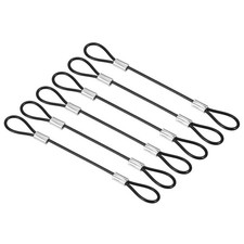 6Pcs Safety Cable Lock 5" Steel Security Wire Stage Lighting Rope Black