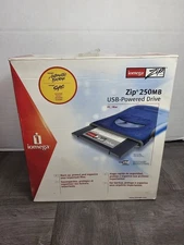 IOMEGA ZIP 250 USB EXTERNAL DISK DRIVE.  SEALED CONTENTS.  NEW OPEN BOX.