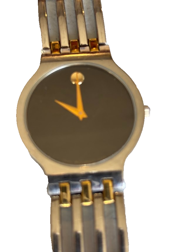 MOVADO Esperanza 84 19 861/1.4 Quartz Wristwatch SS GP Black Dial