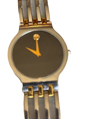 MOVADO Esperanza 84 19 861/1.4 Quartz Wristwatch SS GP Black Dial