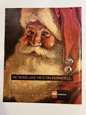 Vtg 1990s AD Santa Claus-He Runs Like He's on Duracell-Nothing Lasts Longer