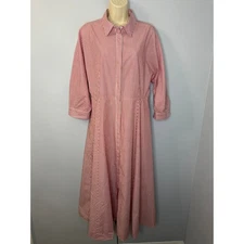 Max & Co Red Striped Cotton Poplin Maxi Shirt Dress Women's 10