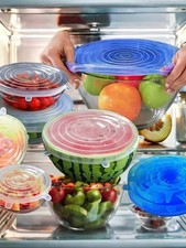 6pcs Reusable Silicone Stretch Lids Durable Food Storage Covers for Bowls
