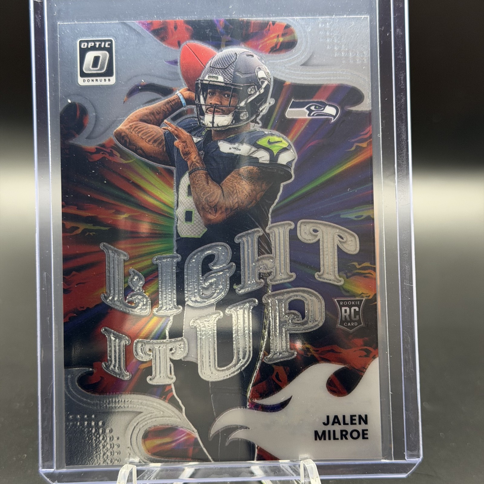 2025 Panini Donruss Optic Jalen Milroe #6 Light It Up RC Rookie Seahawks QB