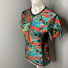 Vintage Speedo Swim Shirt Activity Top Bright Iguana Print W/ Logo Size Medium