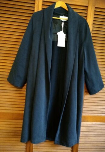 NWT Retail $840 Max Mara Open Front Long Dark Gray Rayon Coat Made In Italy