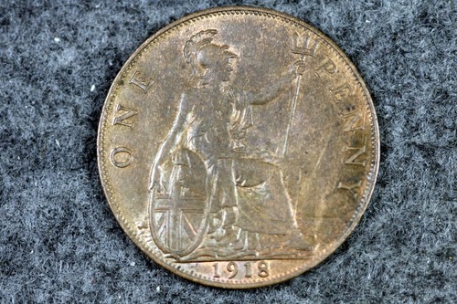 1918 Great Britain One Penny George V #L01050 - Picture 2 of 2