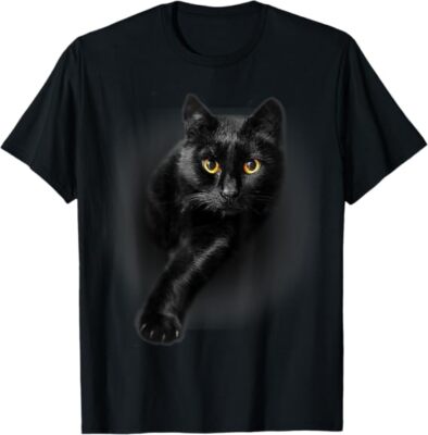 Black Cat Yellow Eyes T-Shirt Cats Tee Shirt Gifts T-Shirt