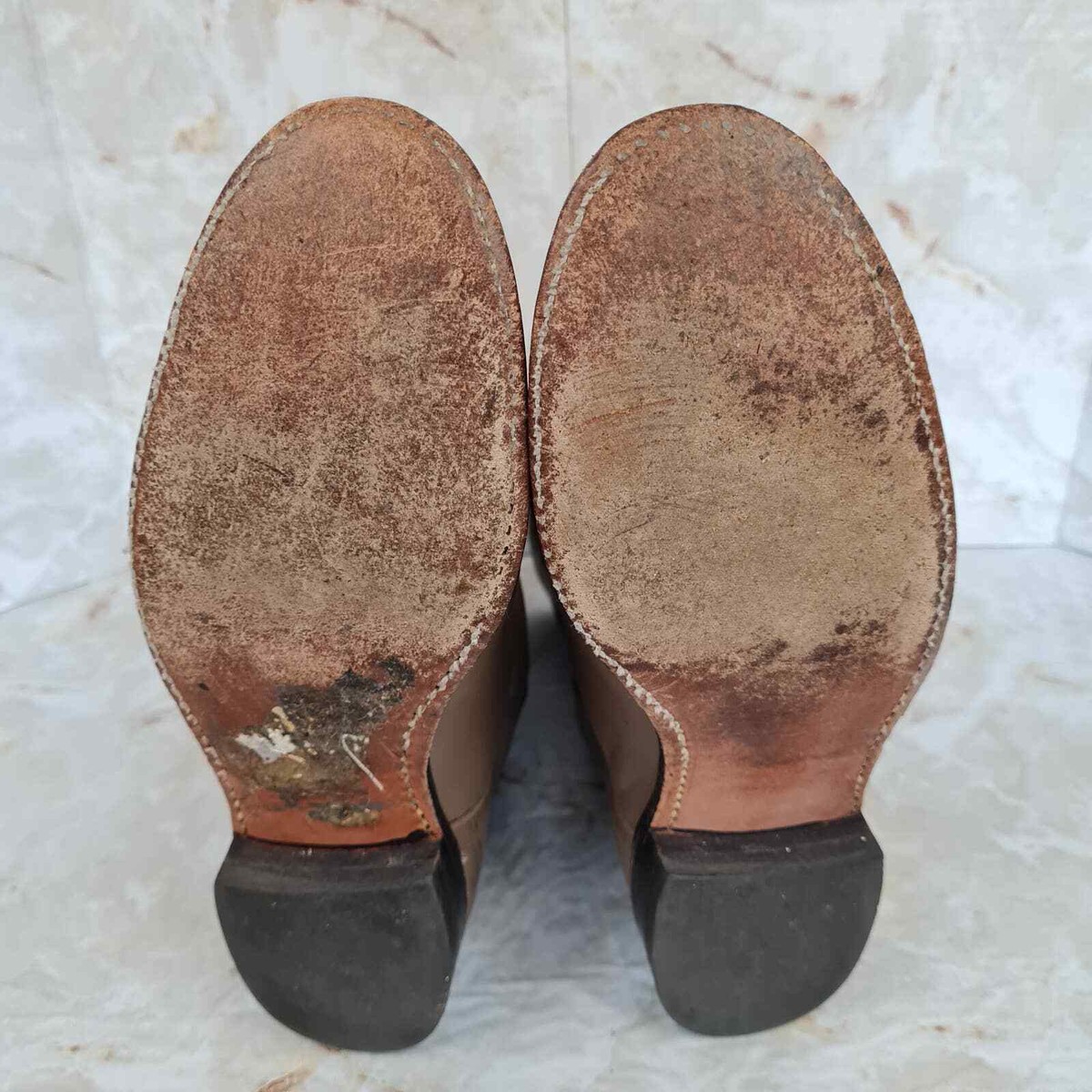 Vintage J. Chisholm Western Men\'s Boots in Tan Size 8 M J CHISHOLM Cowboy Boots Brown Distressed Leather Mens Size  main image 3