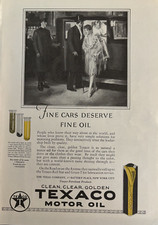 1927 Texaco Motor Oil Clean Clear Golden Red Star Green T Avenue VTG Print Ad