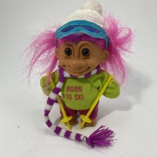 "Born To Ski" Russ Troll Pink Hair 5" Troll Doll Vintage