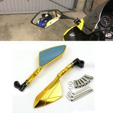 Pair 8/10mm Gold Rearview Side Mirrors For Honda CB1000R 1300 Suzuki XJR1300 XJ6